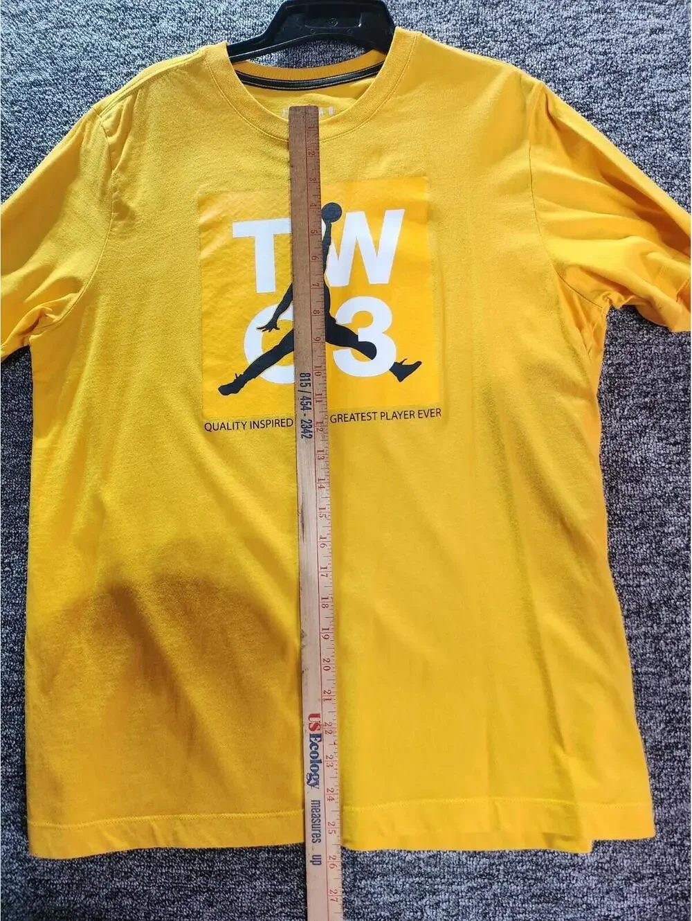 Jordan Jumpman TW 93 Graphic Men's Yellow Crew Neck Short Sleeve T-Shirt Size L - Picture 6 of 10